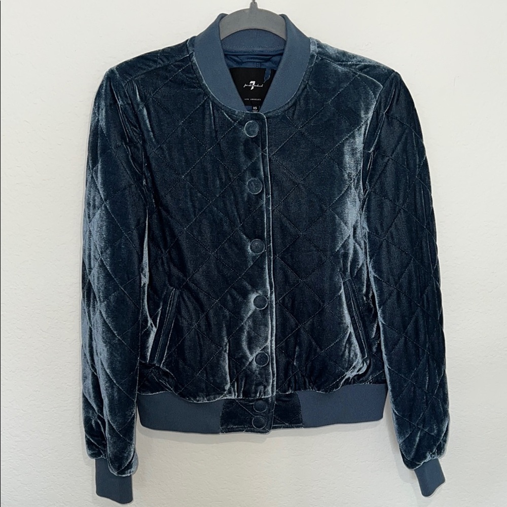 7 for all mankind Stylish Blue Velvet Quilted Jacket